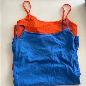 Lot of 2 Camisole Tank Tops With Built in Bra